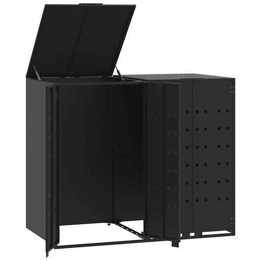 Wheelie Bin Storage for 2 Bins Black 138x79x117 cm Steel Wheelie Bin Storage for 2 Bins Black 138x79x117 cm Steel
