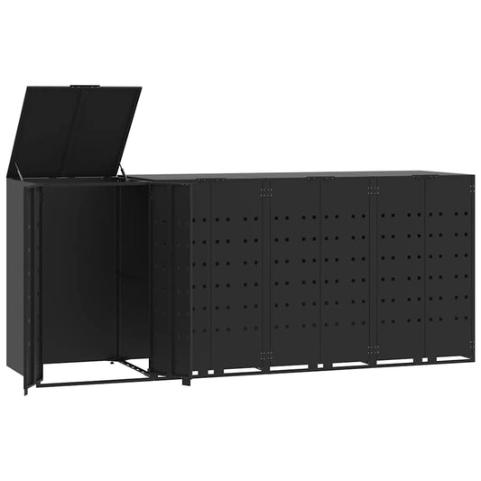 Wheelie Bin Storage for 4 Bins Black 276x79x117 cm Steel Wheelie Bin Storage for 4 Bins Black 276x79x117 cm Steel
