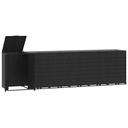 Wheelie Bin Storage for 6 Bins Black 414x79x117 cm Steel Wheelie Bin Storage for 6 Bins Black 414x79x117 cm Steel