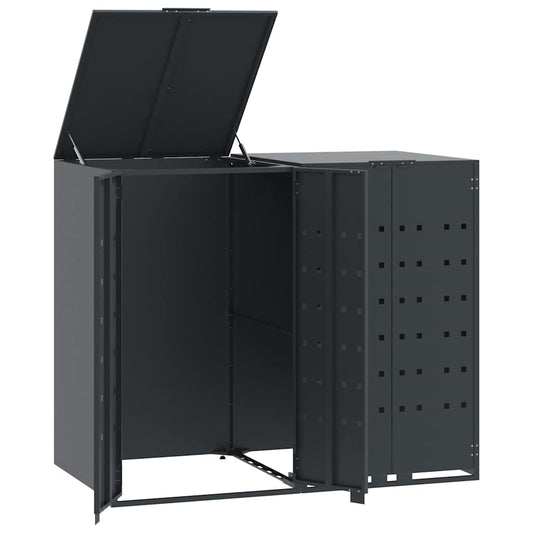 Wheelie Bin Storage for 2 Bins Anthracite 138x79x117 cm Steel Wheelie Bin Storage for 2 Bins Anthracite 138x79x117 cm Steel