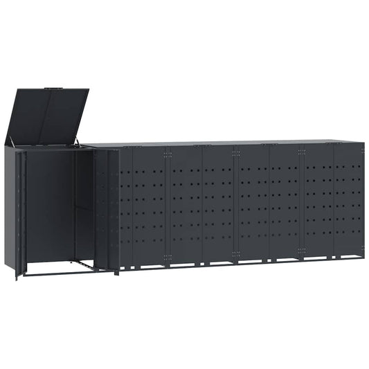 Wheelie Bin Storage for 5 Bins Anthracite 345x79x117 cm Steel Wheelie Bin Storage for 5 Bins Anthracite 345x79x117 cm Steel