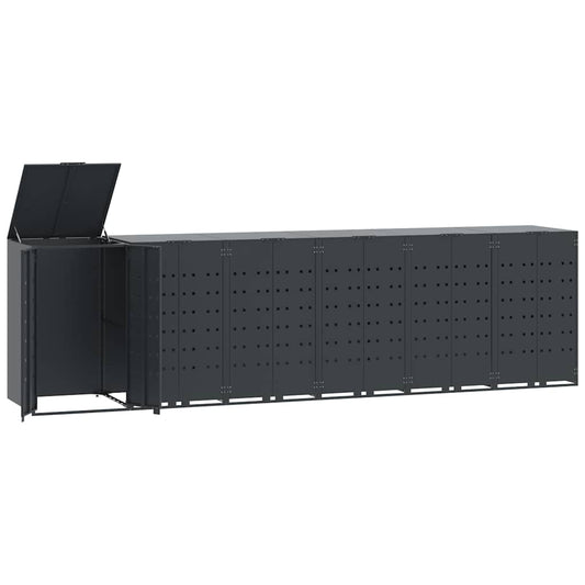 Wheelie Bin Storage for 6 Bins Anthracite 414x79x117 cm Steel Wheelie Bin Storage for 6 Bins Anthracite 414x79x117 cm Steel