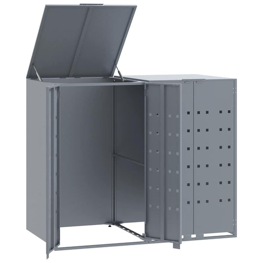 Wheelie Bin Storage for 2 Bins Grey 138x79x117 cm Steel Wheelie Bin Storage for 2 Bins Grey 138x79x117 cm Steel