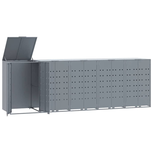 Wheelie Bin Storage for 5 Bins Grey 345x79x117 cm Steel Wheelie Bin Storage for 5 Bins Grey 345x79x117 cm Steel