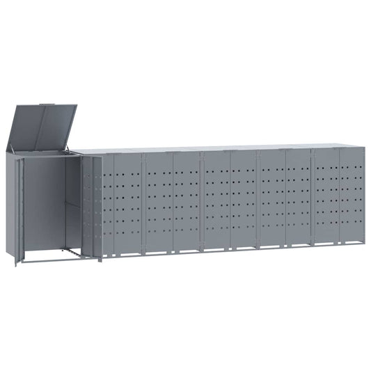 Wheelie Bin Storage for 6 Bins Grey 414x79x117 cm Steel Wheelie Bin Storage for 6 Bins Grey 414x79x117 cm Steel