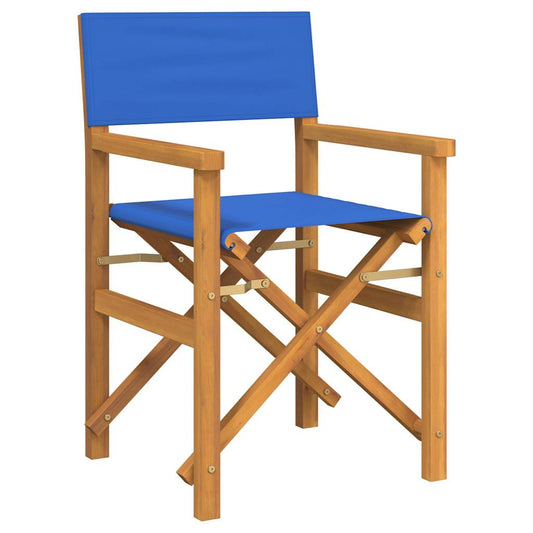 Folding Director's Chair Blue Solid Wood Teak Folding Director's Chair Blue Solid Wood Teak