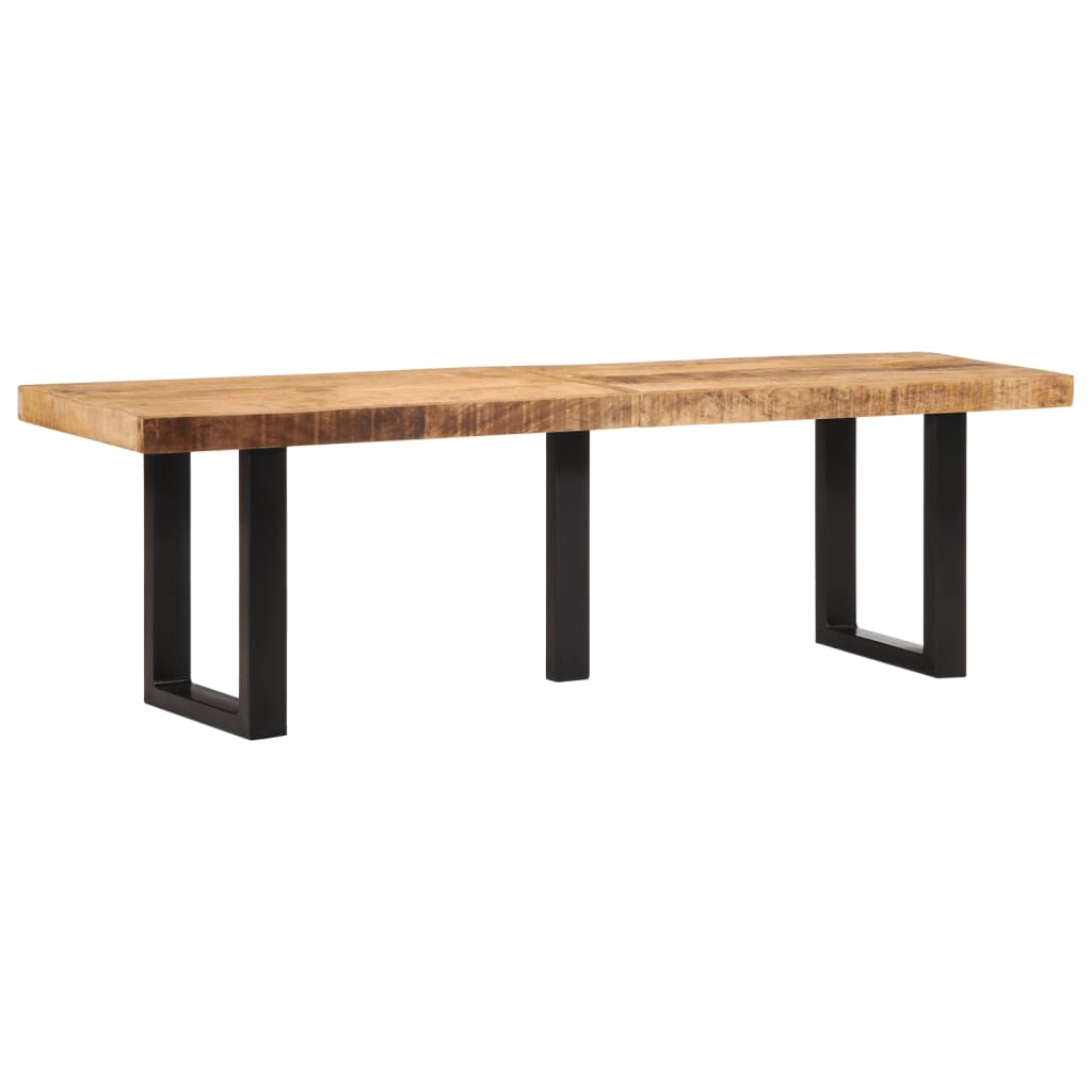 Bench 160 cm Solid Rough Wood Mango and Steel