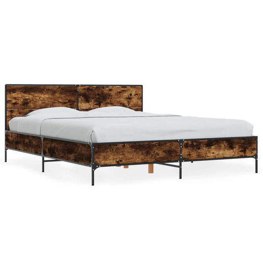 Bed Frame without Mattress Smoked Oak 150x200 cm King Size Bed Frame without Mattress Smoked Oak 150x200 cm King Size