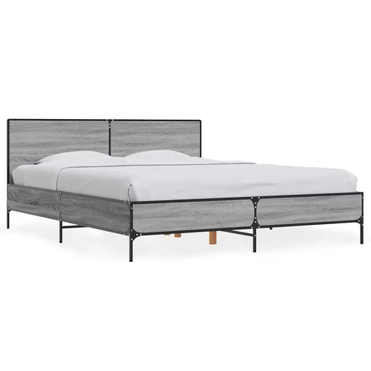 Bed Frame without Mattress Grey Sonoma 150x200 cm King Size Bed Frame without Mattress Grey Sonoma 150x200 cm King Size