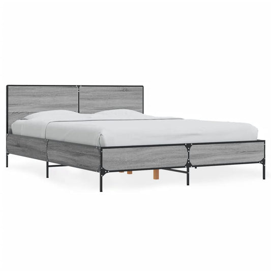 Bed Frame without Mattress Grey Sonoma 120x190 cm Small Double Bed Frame without Mattress Grey Sonoma 120x190 cm Small Double