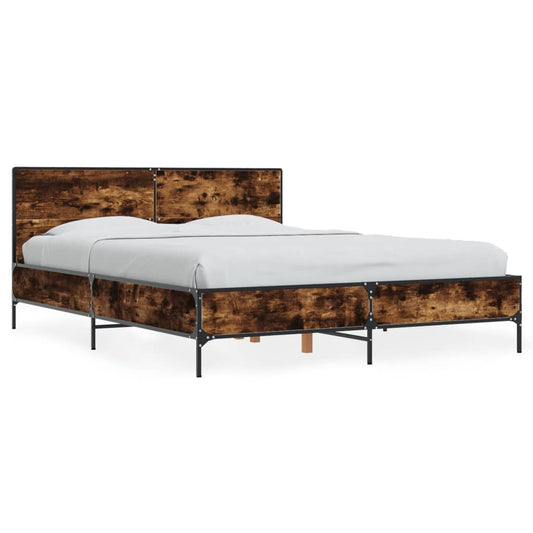 Bed Frame without Mattress Smoked Oak 135x190 cm Double Bed Frame without Mattress Smoked Oak 135x190 cm Double