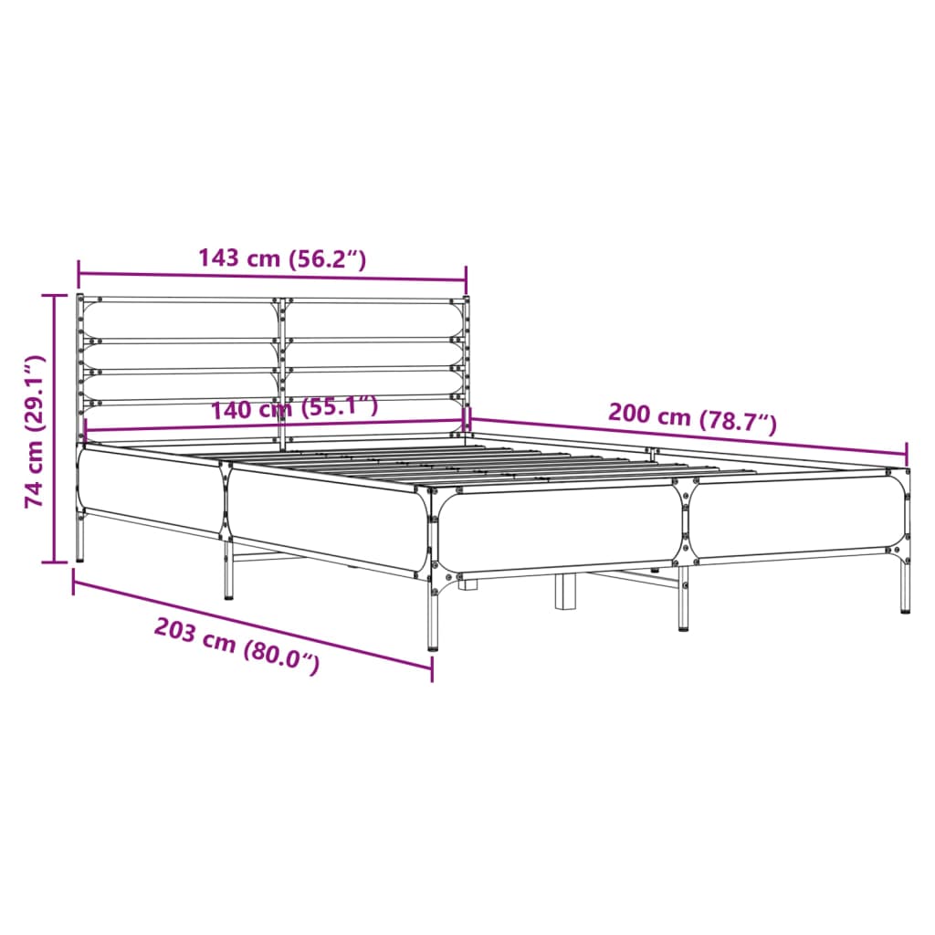 Bed Frame | Smoked Oak | Engineered wood, metal | Double | Bed Frame