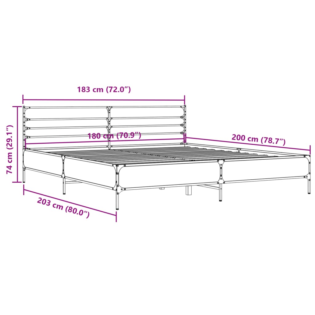 Bed Frame without Mattress Black 180x200 cm