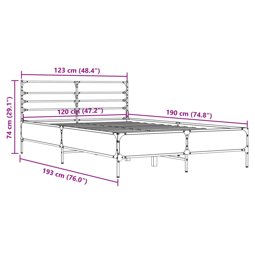 Bed Frame without Mattress Black 120x190 cm