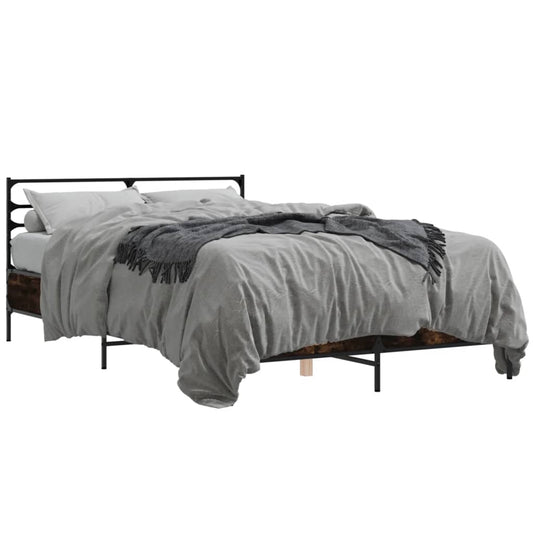Bed Frame without Mattress Smoked Oak 135x190 cm Double Bed Frame without Mattress Smoked Oak 135x190 cm Double