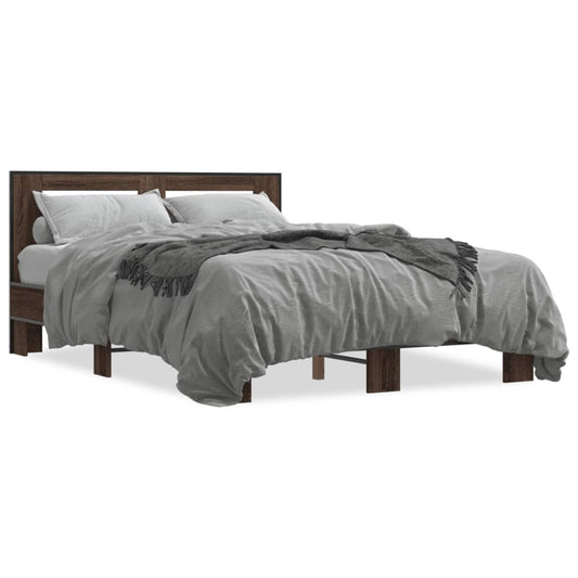 Bed Frame | Brown Oak | Engineered wood, Metal | Double | Modern Bed Frame | Brown Oak | Engineered wood, Metal | Double | Modern