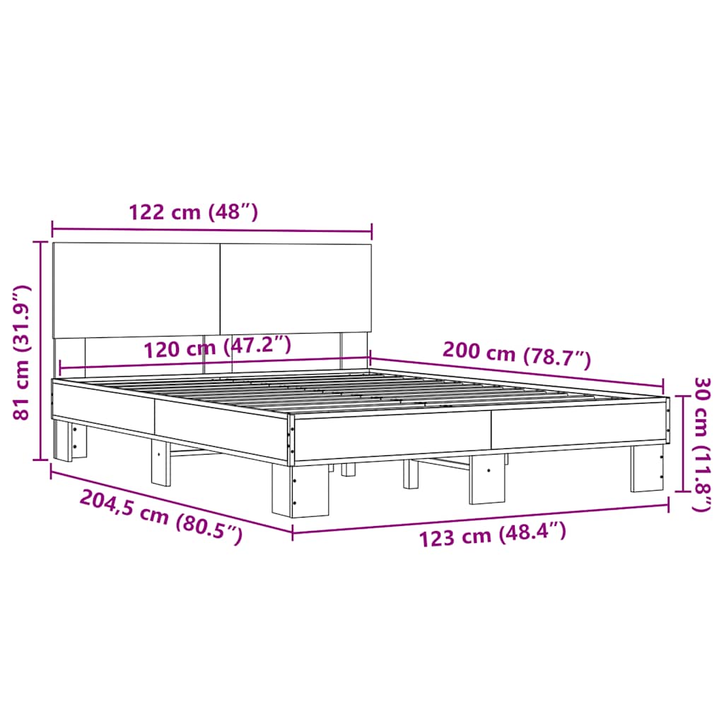Bed Frame without Mattress Black 120x200 cm