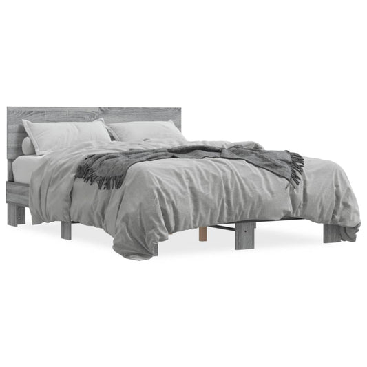 Bed Frame | Grey Sonoma | Engineered wood, Metal | Double | Durable Bed Frame | Grey Sonoma | Engineered wood, Metal | Double | Durable