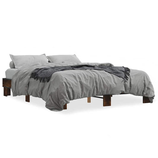 Bed Frame without Mattress Smoked Oak 150x200 cm King Size Bed Frame without Mattress Smoked Oak 150x200 cm King Size