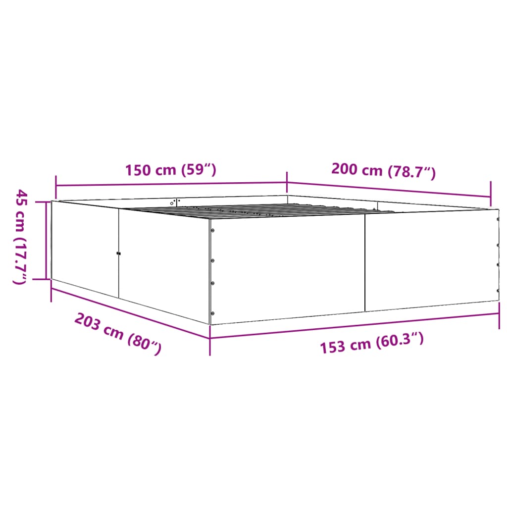 Bed Frame without Mattress Concrete Grey 150x200 cm