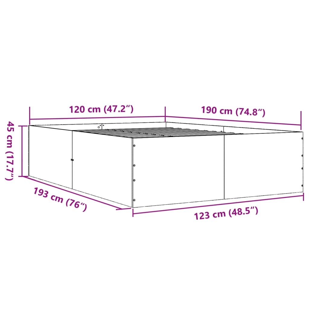 Bed Frame without Mattress Smoked Oak 120x190 cm