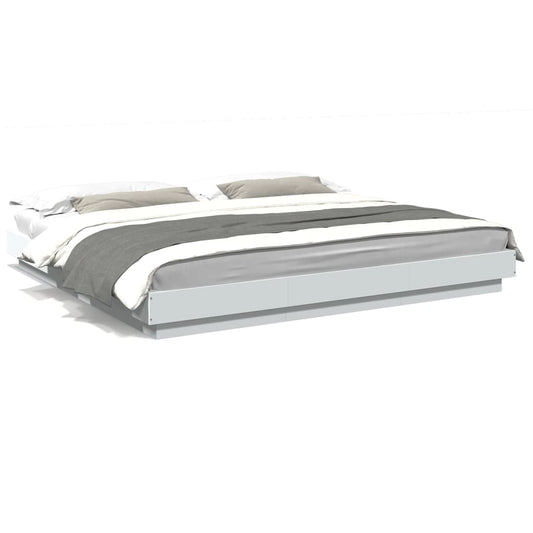 Bed Frame with LED Lights without Mattress White 180x200cm Bed Frame with LED Lights without Mattress White 180x200cm