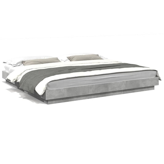Bed Frame with LED Lights without Mattress Concrete Grey 180x200cm Bed Frame with LED Lights without Mattress Concrete Grey 180x200cm