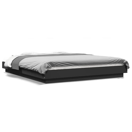 Bed Frame with LED Lights without Mattress Black 150x200cm Bed Frame with LED Lights without Mattress Black 150x200cm