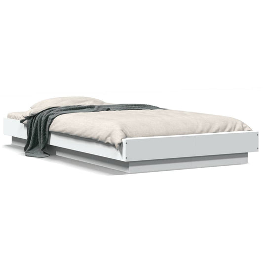 Bed Frame with LED Lights without Mattress White 100x200cm Bed Frame with LED Lights without Mattress White 100x200cm