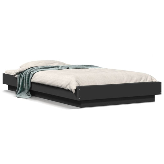 Bed Frame with LED Lights without Mattress Black 90x200cm Bed Frame with LED Lights without Mattress Black 90x200cm