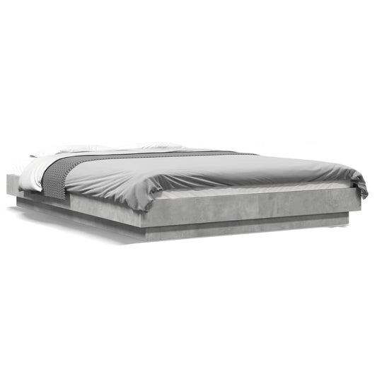 Bed Frame with LED Lights without Mattress Concrete Grey 120x190cm Bed Frame with LED Lights without Mattress Concrete Grey 120x190cm