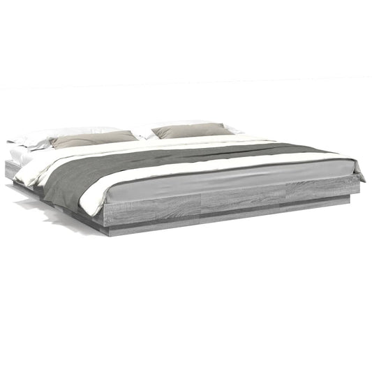 Bed Frame without Mattress Grey Sonoma 180x200 cm Super King Bed Frame without Mattress Grey Sonoma 180x200 cm Super King