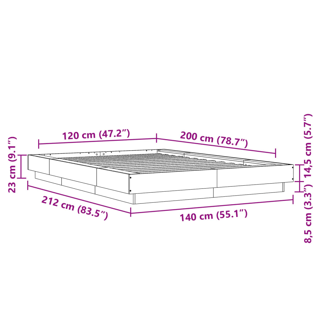 Bed Frame without Mattress White 120x200 cm