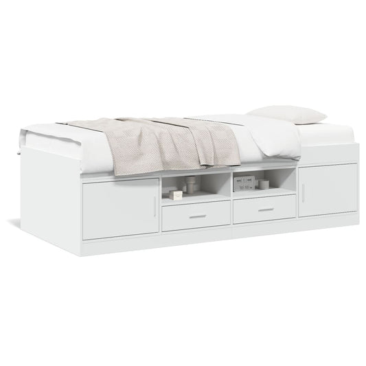 Daybed with Drawers without Mattress White 90x190 cm Single Daybed with Drawers without Mattress White 90x190 cm Single