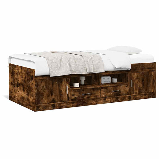 Daybed with Drawers without Mattress Smoked Oak 90x190 cm Single Daybed with Drawers without Mattress Smoked Oak 90x190 cm Single