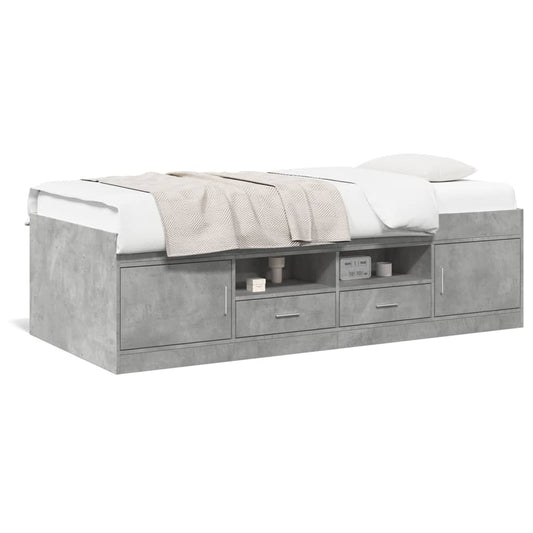 Daybed with Drawers without Mattress Concrete Grey 75x190 cm Small Single Daybed with Drawers without Mattress Concrete Grey 75x190 cm Small Single