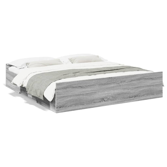 Bed Frame with Drawers without Mattress Grey Sonoma 200x200 cm Bed Frame with Drawers without Mattress Grey Sonoma 200x200 cm