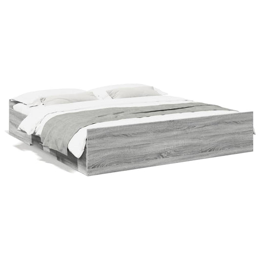 Bed Frame with Drawers without Mattress Grey Sonoma 180x200 cm Super King Bed Frame with Drawers without Mattress Grey Sonoma 180x200 cm Super King