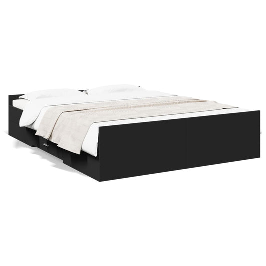 Bed Frame | Black | Engineered Wood | King Size | Bed Frame | Rectangular Bed Frame | Black | Engineered Wood | King Size | Bed Frame | Rectangular