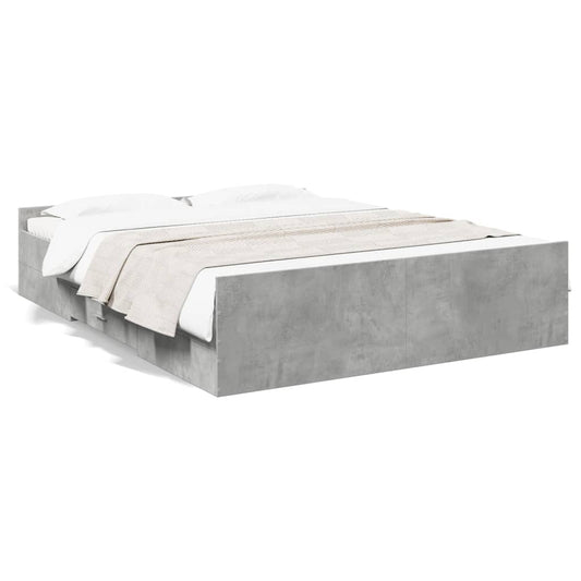 Bed Frame with Drawers without Mattress Concrete Grey 150x200 cm King Size Bed Frame with Drawers without Mattress Concrete Grey 150x200 cm King Size