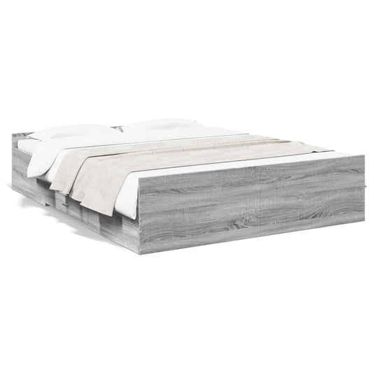 Bed Frame with Drawers without Mattress Grey Sonoma 150x200 cm King Size Bed Frame with Drawers without Mattress Grey Sonoma 150x200 cm King Size