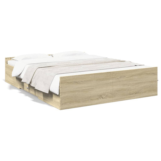 Bed Frame with Drawers without Mattress Sonoma Oak 140x200 cm Bed Frame with Drawers without Mattress Sonoma Oak 140x200 cm