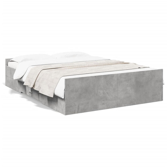 Bed Frame with Drawers without Mattress Concrete Grey 135x190 cm Double Bed Frame with Drawers without Mattress Concrete Grey 135x190 cm Double