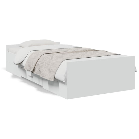 Bed Frame with Drawers without Mattress White 90x200 cm Bed Frame with Drawers without Mattress White 90x200 cm