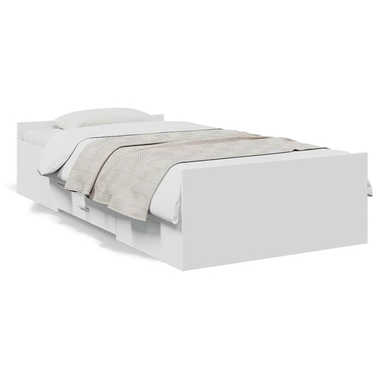Bed Frame with Drawers without Mattress White 75x190 cm Small Single Bed Frame with Drawers without Mattress White 75x190 cm Small Single