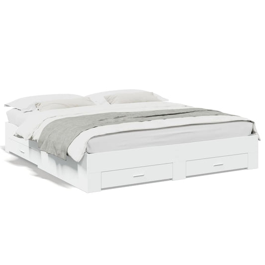 Bed Frame with Drawers without Mattress White 200x200 cm Bed Frame with Drawers without Mattress White 200x200 cm