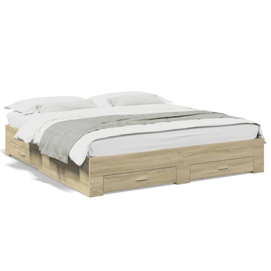 Bed Frame with Drawers without Mattress Sonoma Oak 200x200 cm Bed Frame with Drawers without Mattress Sonoma Oak 200x200 cm