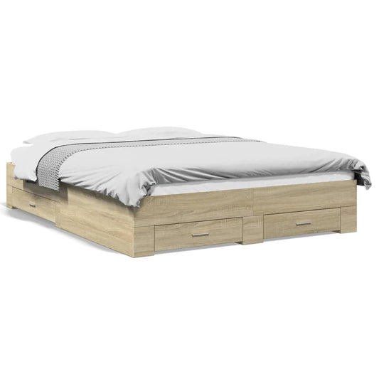 Bed Frame | Sonoma oak | Engineered wood, Plywood | 160x200 cm Bed Frame | Sonoma oak | Engineered wood, Plywood | 160x200 cm