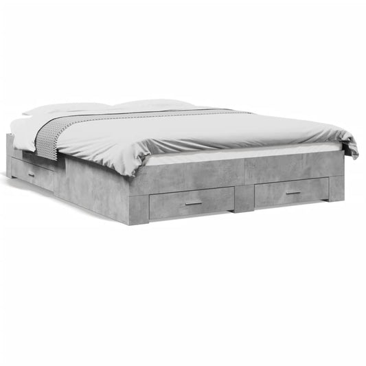 Bed Frame with Drawers without Mattress Concrete Grey 150x200 cm King Size Bed Frame with Drawers without Mattress Concrete Grey 150x200 cm King Size