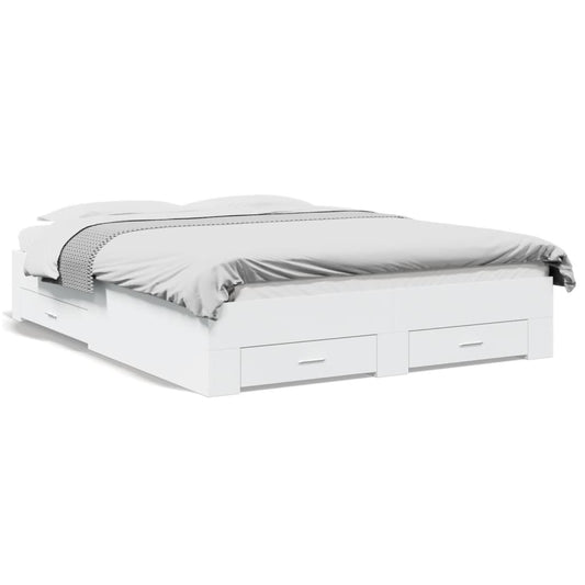 Bed Frame | White | Engineered wood, Plywood | Double | Bed Frame Bed Frame | White | Engineered wood, Plywood | Double | Bed Frame